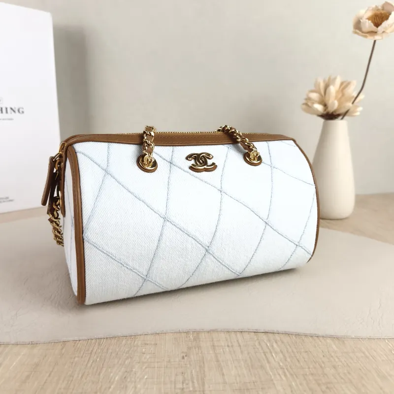 Chanel Crossbody Bag Collection Bowling Bag Blue Brown One Size 18.5 × 11 × 11.5 cm — cover view 3 of 5