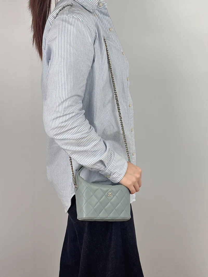 Chanel Crossbody Bag Crossbody Bag Grey Grained Calfskin One Size 16 × 6 × 13 cm — on-model view 1 of 3