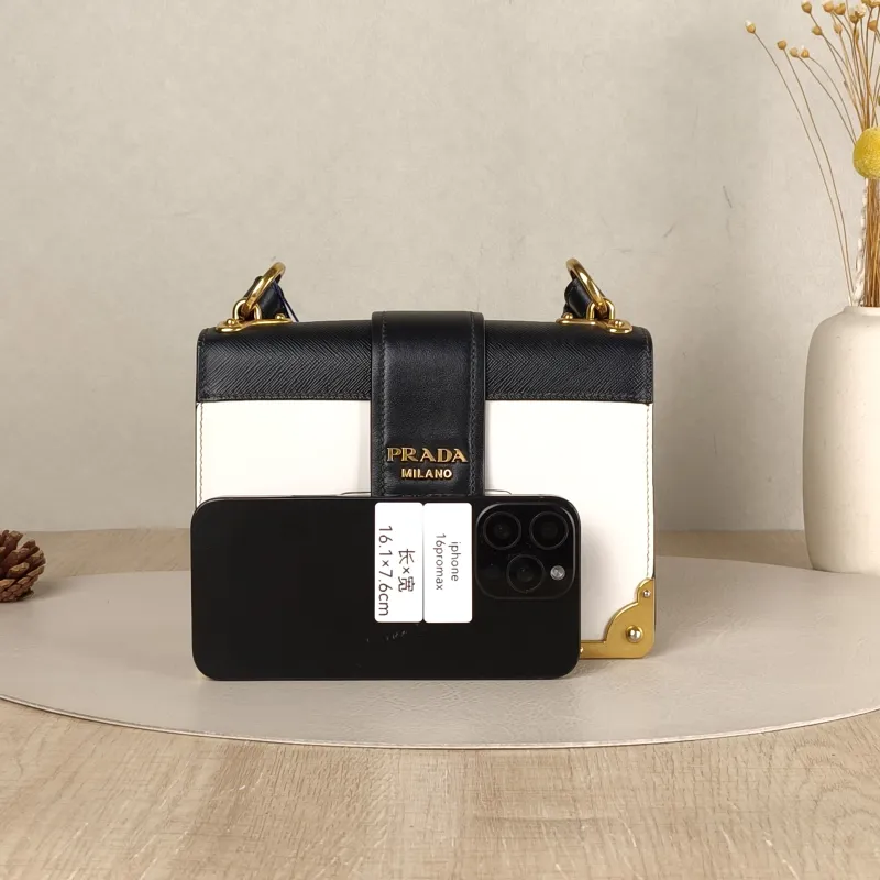PRADA Shoulder Bag Cahier Box White Calfskin 20 × 9 × 14.5 cm — cover view 3 of 5