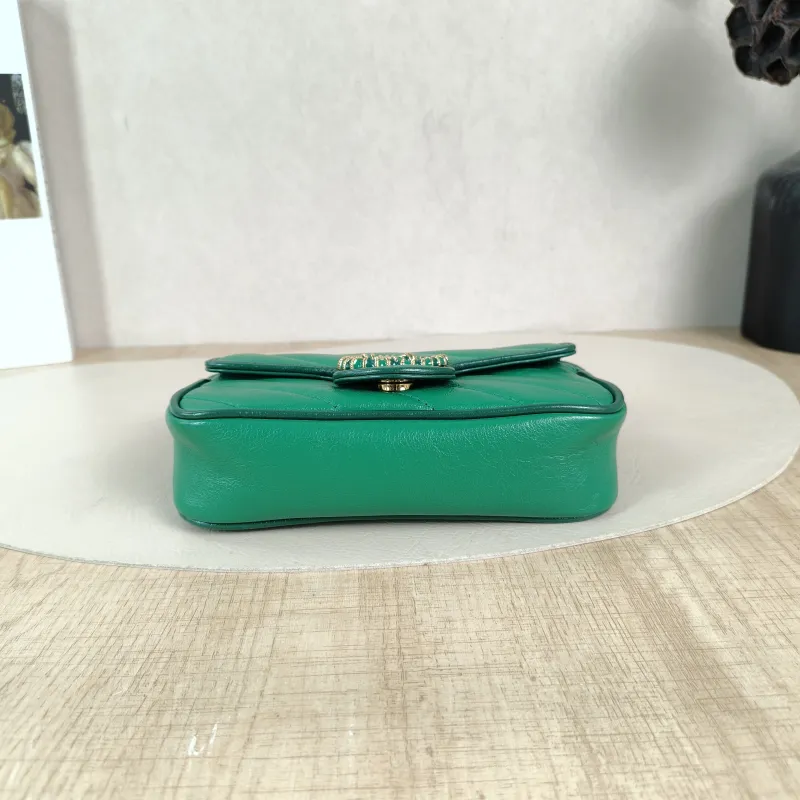 GUCCI Crossbody Bag GG Marmont Mini Marmont Mini Green Calfskinmini16.5 × 4.5 × 9.5 cm — cover view 3 of 6