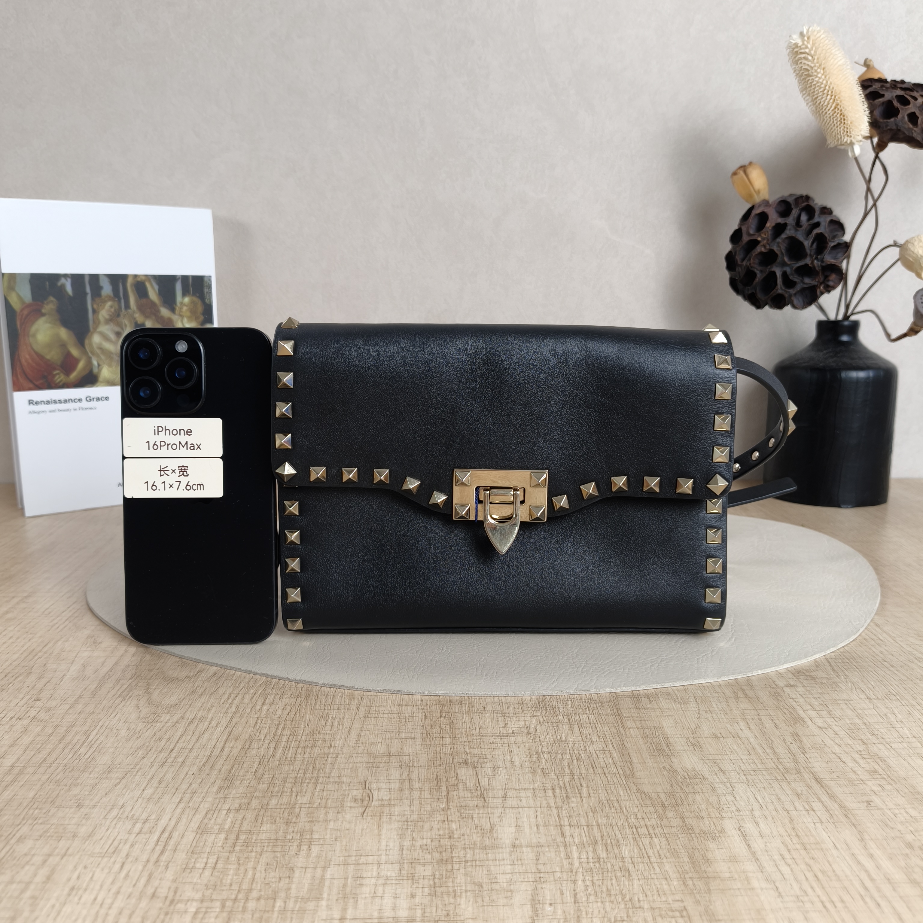 Valentino Shoulder Bag Rockstud Spike Shoulder Bag Black Calfskin One Size23 × 5.5 × 15 cm — cover view 10 of 10