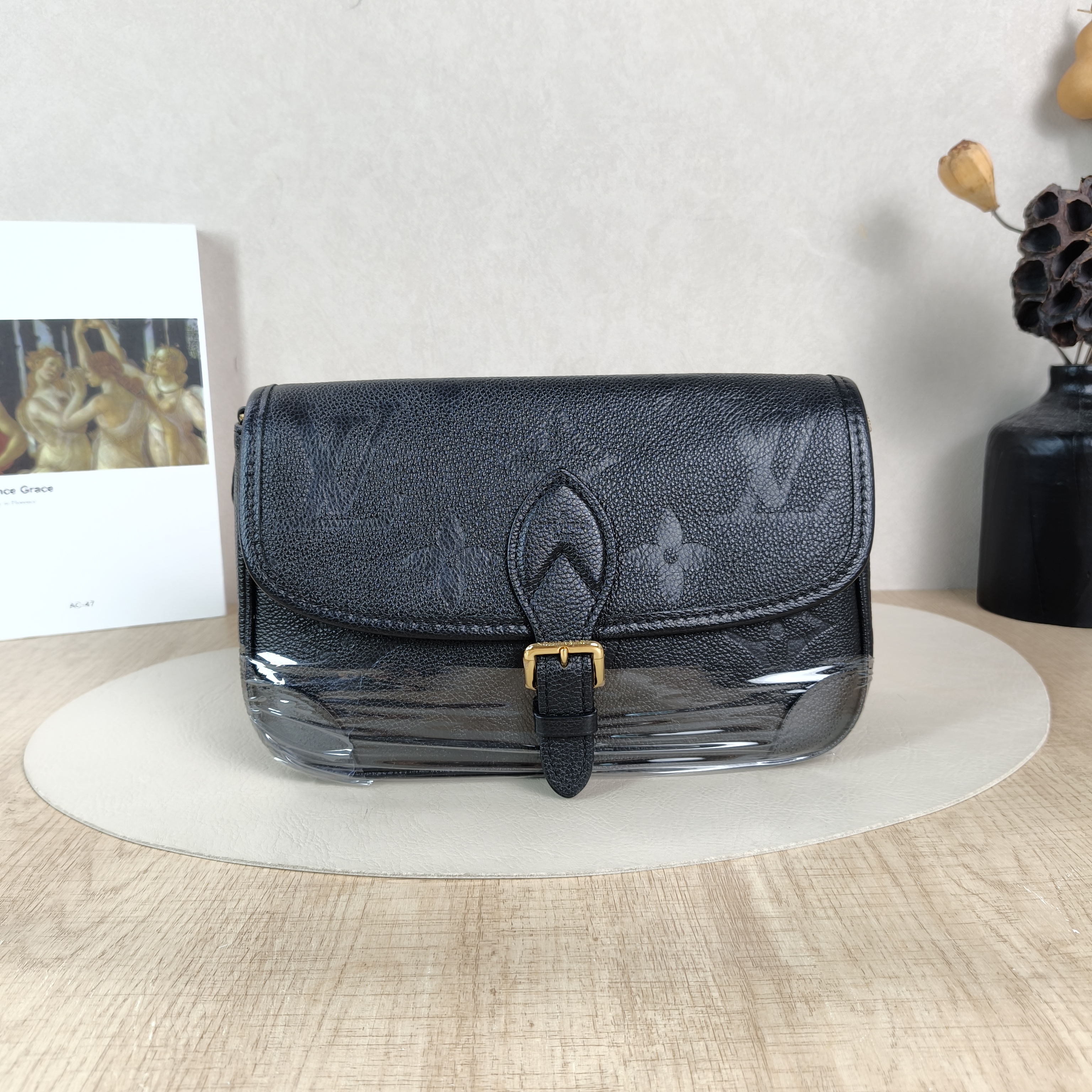 Louis Vuitton Crossbody Bag Diane Baguette Bag Black Empreinte Embossed Calfskin Monogram Small24 × 9 × 15 cm