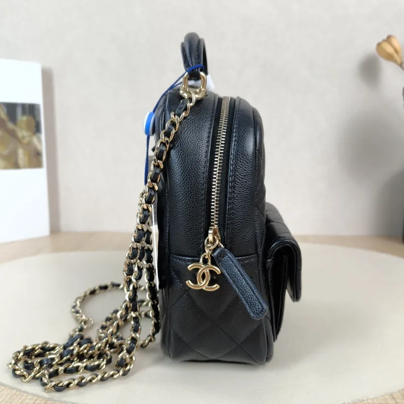 Chanel Crossbody Bag Mini Backpack Crossbody Bag Black Grained Calfskinmini13 × 9 × 18 cm — detail view 13 of 13