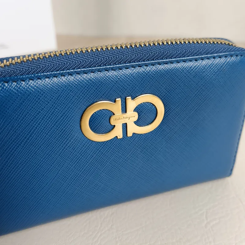 FERRAGAMO Wallet Wallet Blue Calfskin One Size15 × 2 × 9 cm — detail view 7 of 7