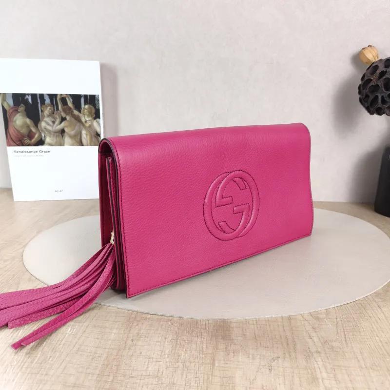 GUCCI Clutch Clutch Red Calfskin 29 × 4 × 15 cm — cover view 3 of 5
