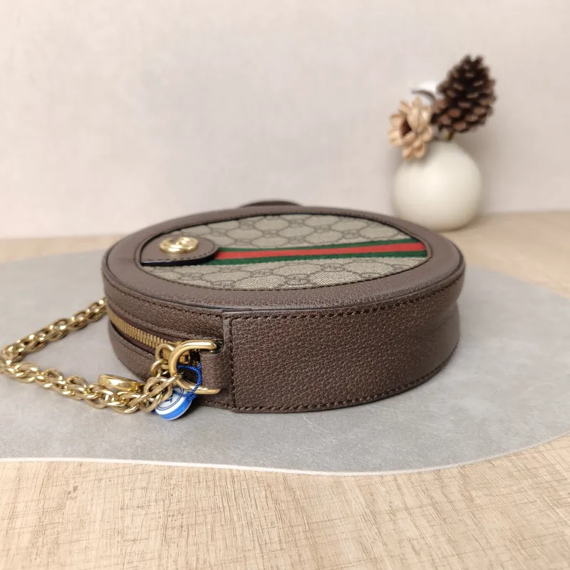 GUCCI Crossbody Bag Ophidia GG Round Bag Monogram PV Cmini18 × 4.5 × 18 cm — detail view 8 of 9