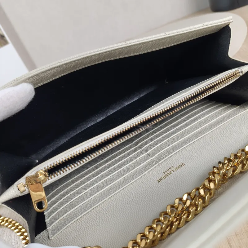 SAINT LAURENT Crossbody Bag CASSANDRE ENVELOPE White Calfskin 22.5 × 4 × 14 cm — detail view 10 of 13