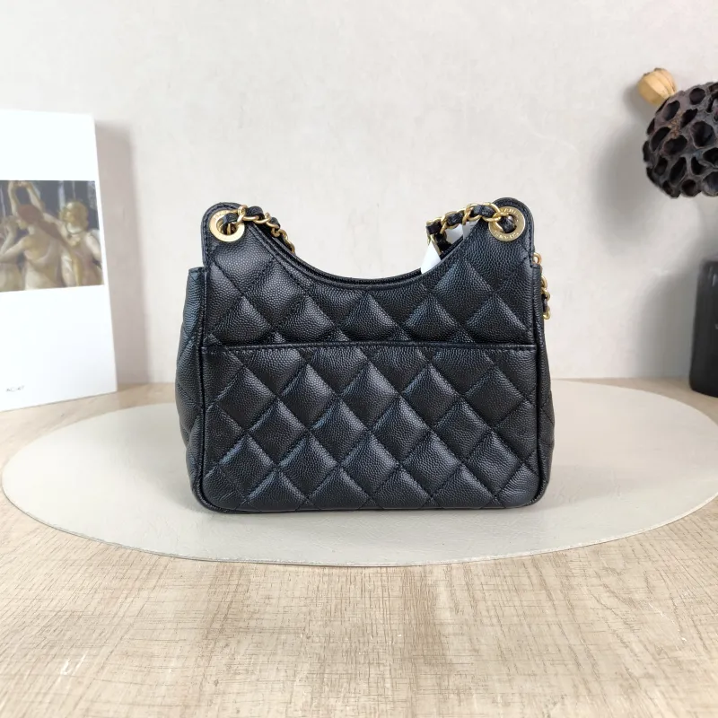 Chanel Crossbody Bag HOBO Black Grained Calfskin Small 19 × 6 × 17 cm — cover view 5 of 5