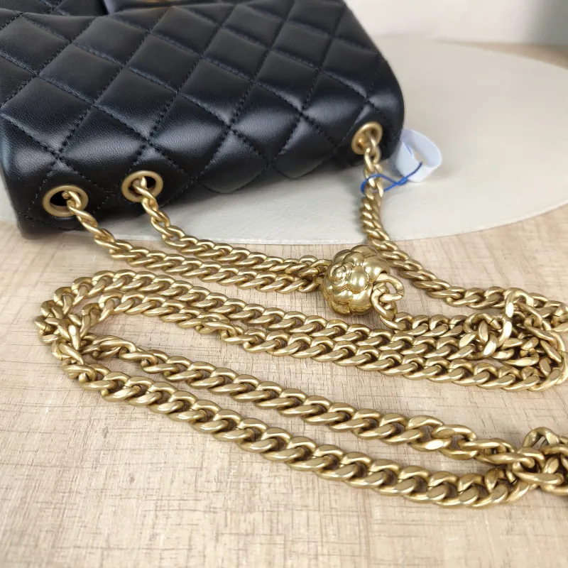 Chanel Crossbody Bag Black with Gold-Tone Hardware Lambskin Mini 17 × 8 × 12 cm — detail view 2 of 13