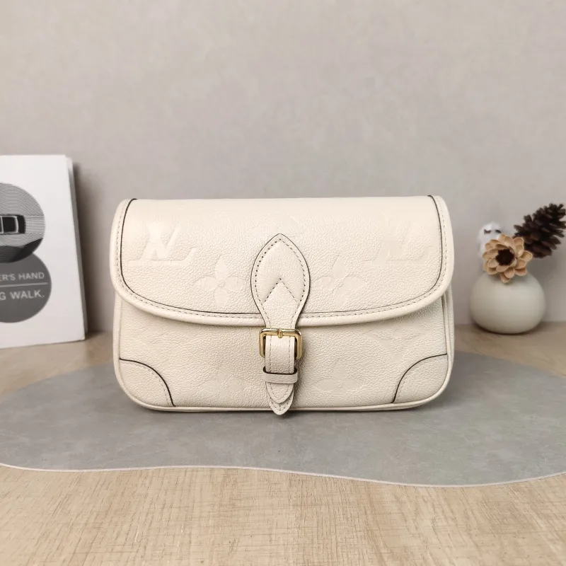 Louis Vuitton Crossbody Bag Diane Baguette Bag White Monogram Empreinte Embossed Calfskin Small 24 × 9 × 15 cm