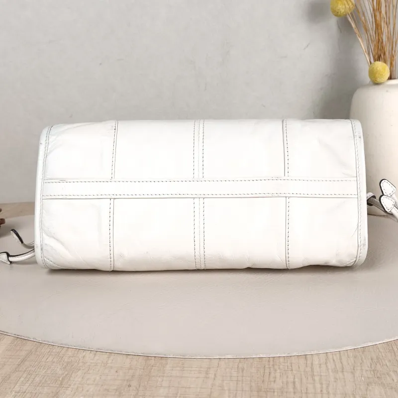PRADA Crossbody Bag Bonnie Soft Lux Shoulder Strap Edition White Waxed Leather Calfskin Small 26 × 12 × 14 cm Conditioned — cover view 3 of 5