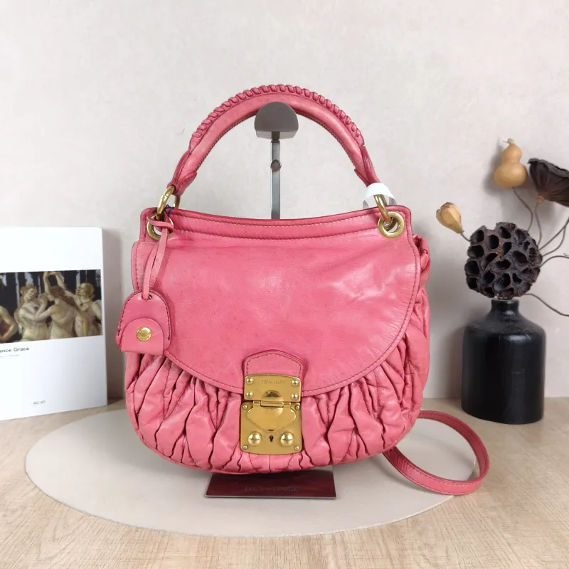 Miumiu Crossbody Bag Crossbody Bag Pink Lambskin One Size25.5 × 6 × 23 cm