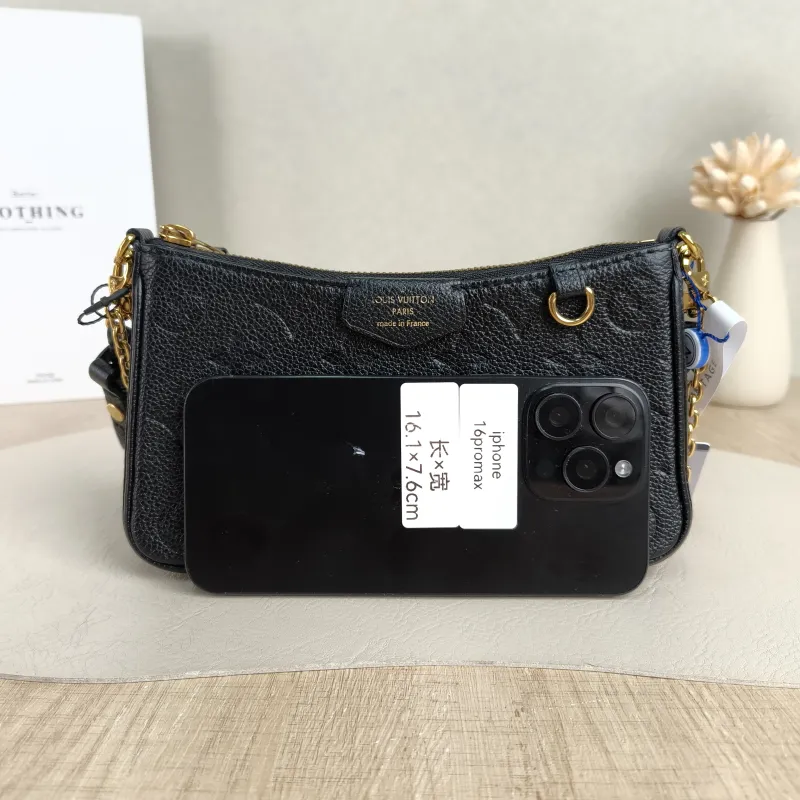 Louis Vuitton Crossbody Bag EASY POUCH ON STRAP Black Empreinte Embossed Calfskinmini19 × 3 × 11.5 cm — cover view 4 of 5