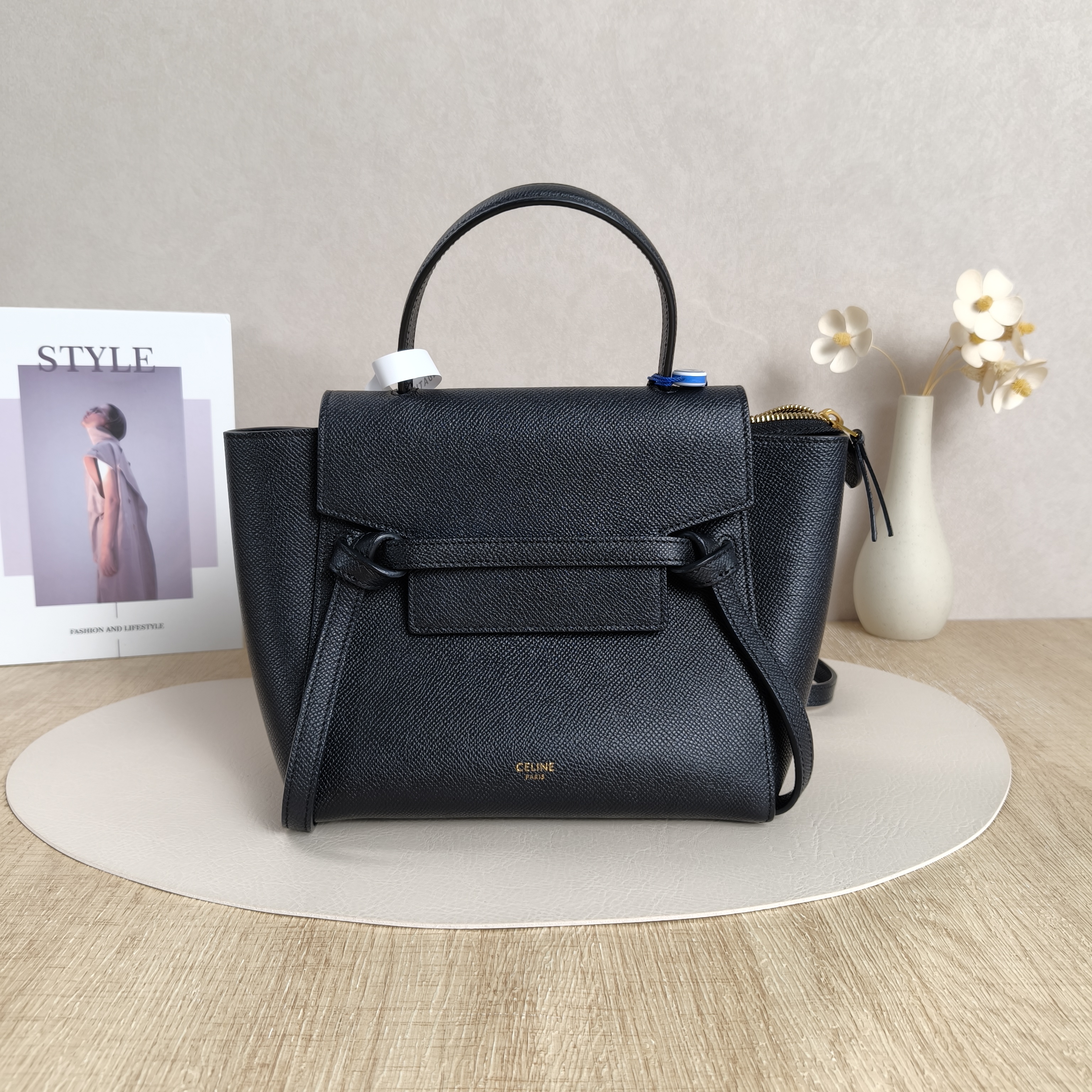 CELINE Shoulder Bag Belt Nano Black CC alfskin Small20 × 10 × 20 cm