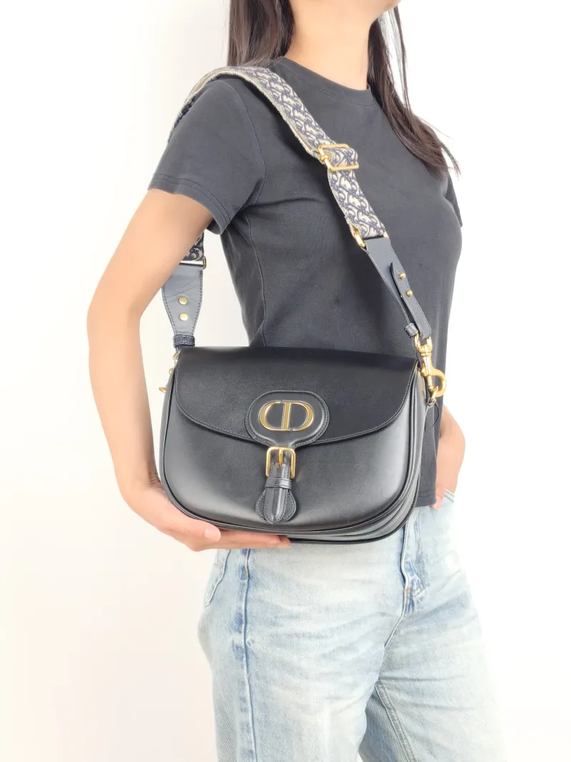 DIOR Crossbody Bag Bobby Black Calfskin Large 27 × 8 × 19.5 cm — on-model view 1 of 3