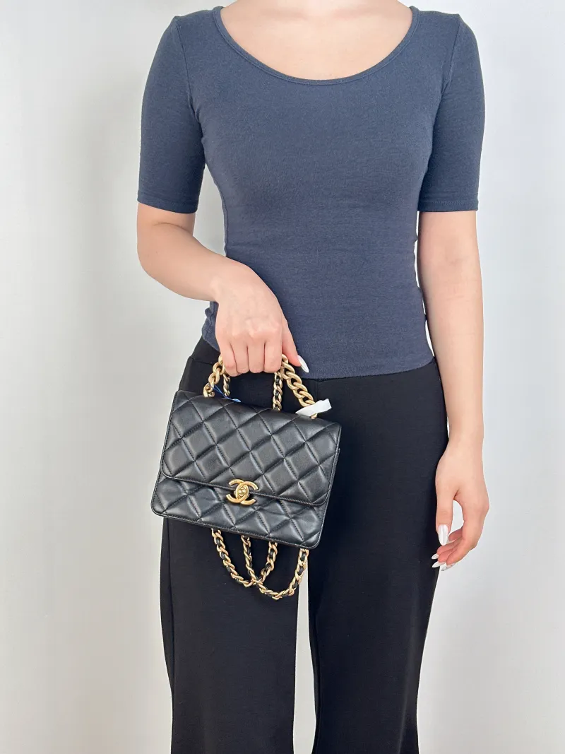 Chanel Crossbody Bagcf Collection Crossbody Bag Black Lambskin One Size19 × 9 × 14 cm — on-model view 2 of 3
