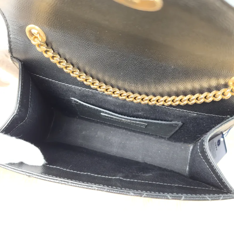 SAINT LAURENT Crossbody Bag ENVELOPE Black Grained Calfskin Small 21 × 6 × 13 cm Conditioned — detail view 10 of 12