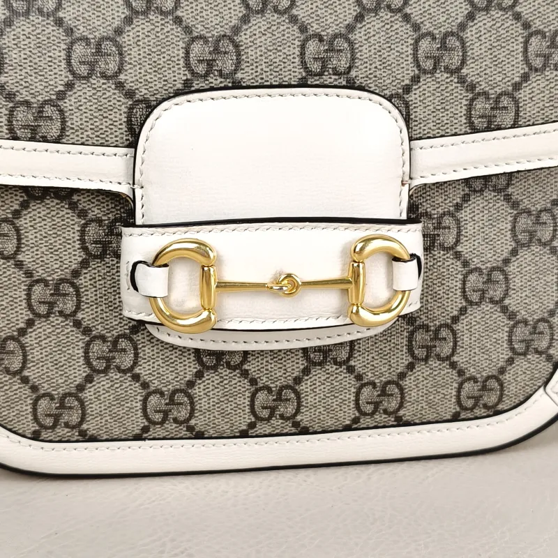 GUCCI Crossbody Bag Horsebit 1955 Horsebit Small White Monogram PVC Small 20.5 × 5 × 14.5 cm — detail view 3 of 13