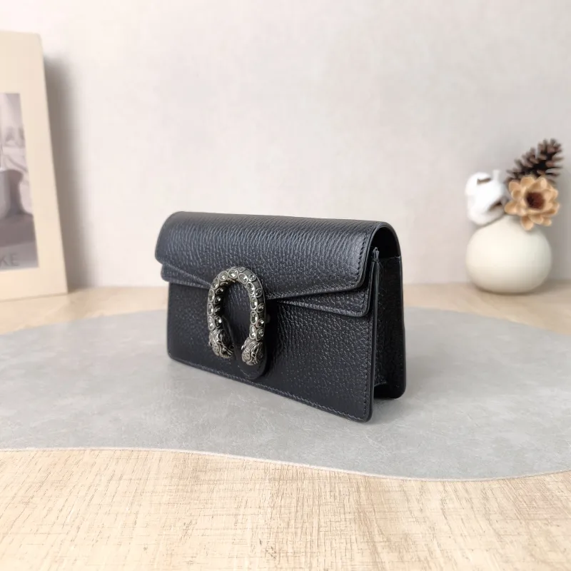 GUCCI Crossbody Bag Dionysus Black Calfskin Mini 16.5 × 4.5 × 10 cm — cover view 3 of 6