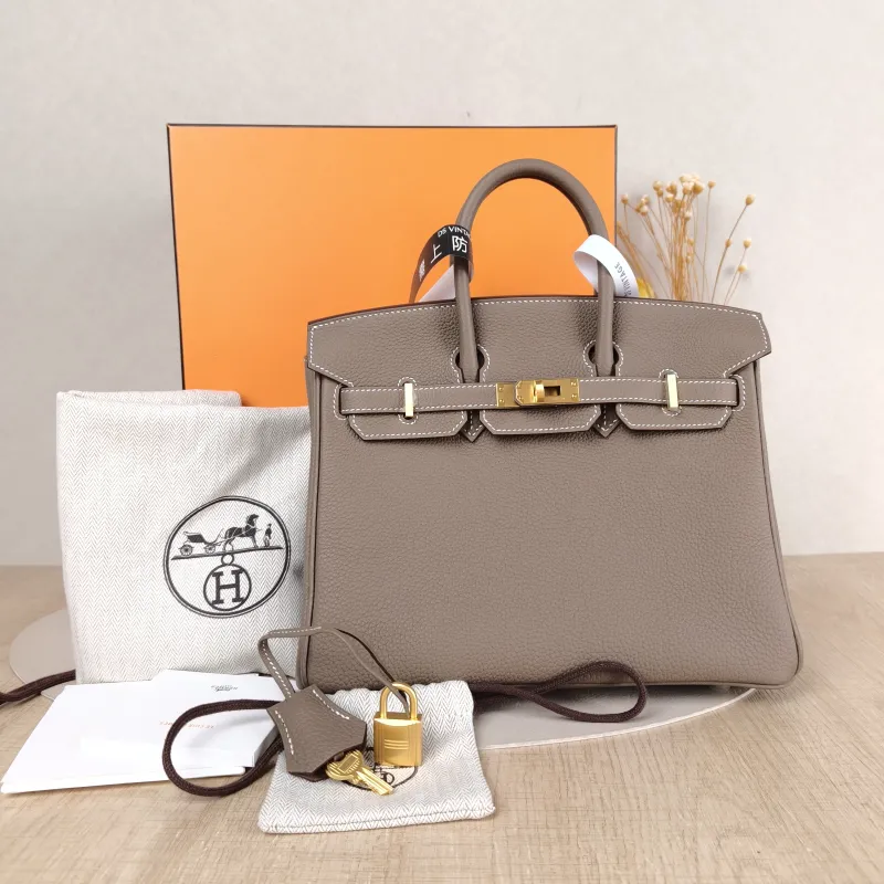 Hermès Top Handle Bag Birkin 25 Gold-Tone Hardware 18Etoupe Togo Calfskin Small 25 × 13 × 20 cm K — cover view 2 of 6