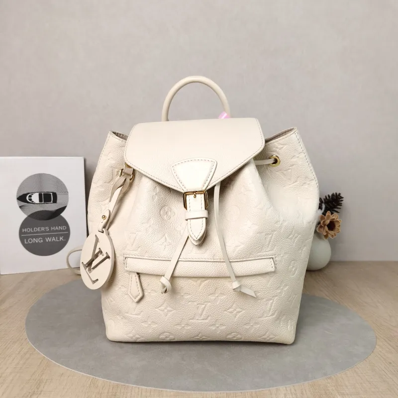 Louis Vuitton Backpack Montsouris Backpack White Calfskin Small 23 × 15 × 27 cm
