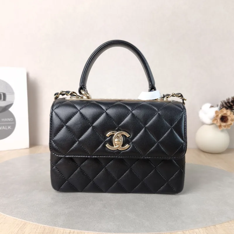 Chanel Top Handle Bag Trendy CC Black Lambskin Mini 19.5 × 8 × 14.5 cm