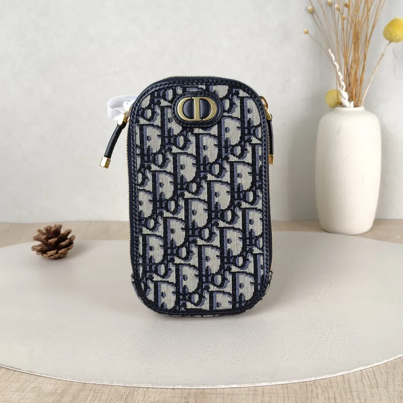 DIOR Top Handle Bag Blue Canvas One Size 10.5 × 2.5 × 18 cm