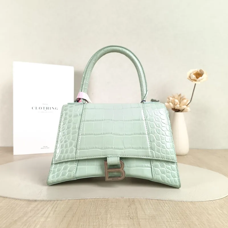 BALENCIAGA Crossbody Bag Hourglass Hourglass Bag Green Calfskin Small23 × 10 × 14 cm