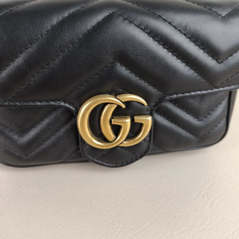 GUCCI Crossbody Bag GG Marmont Mini Marmont Mini Black Calfskin Mini 16.5 × 4.5 × 9.5 cm — detail view 7 of 11