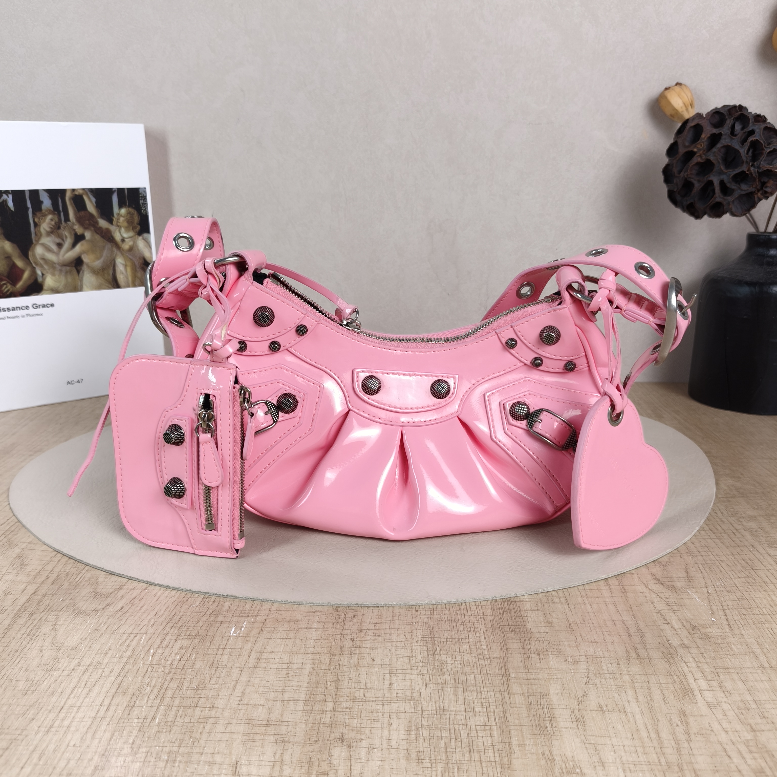 BALENCIAGA Crossbody Bag LE CAGOLE Pink PVCXS26 × 7 × 16 cm