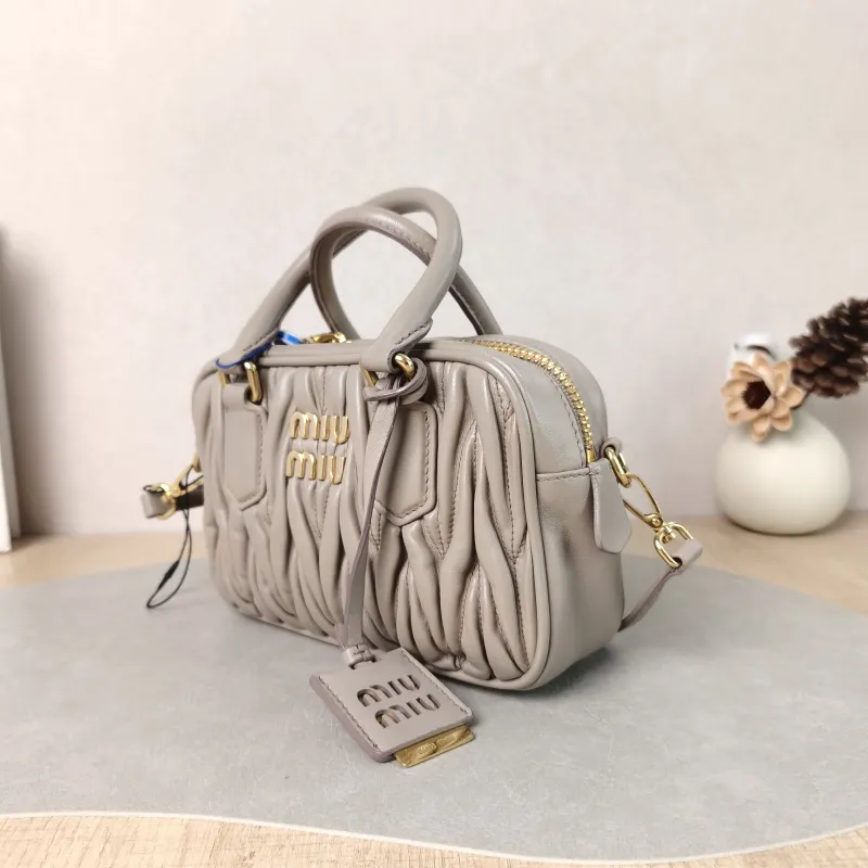 Miumiu Top Handle Bag Arcadie MatelasséCollection Edition Grey Lambskin Small 19 × 6 × 13 cm — cover view 5 of 5