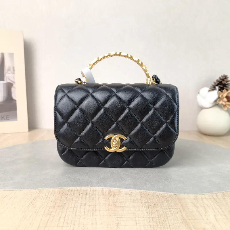 Chanel Crossbody Bag 24s Black Lambskin One Size 18 × 6 × 13 cm