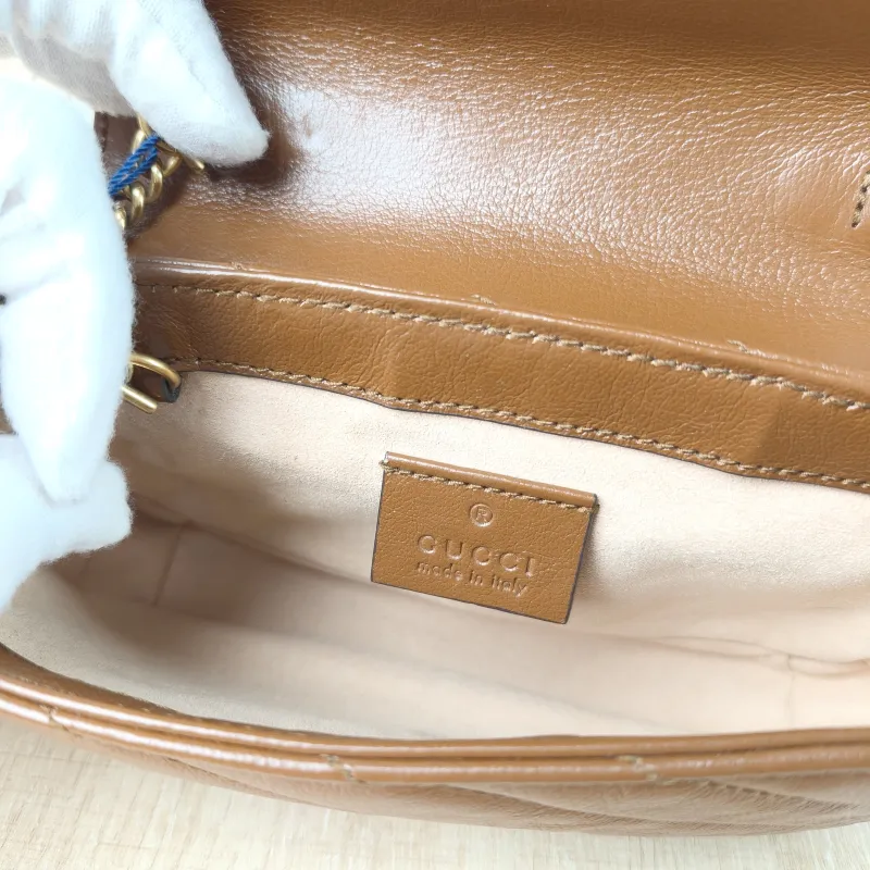 GUCCI Crossbody Bag GG Marmont Mini Marmont Mini Caramel Calfskin Mini 16.5 × 4.5 × 9.5 cm — detail view 6 of 10