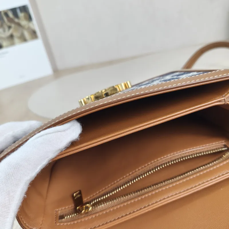 CELINE Crossbody Bag Teen Triomphe Blue Brown Small 18.5 × 6 × 14 cm — detail view 13 of 13