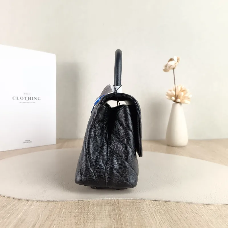Chanel Top Handle Bag Coco Handle​ v Black Grained Calfskin Small 24 × 10 × 14 cm — detail view 5 of 11