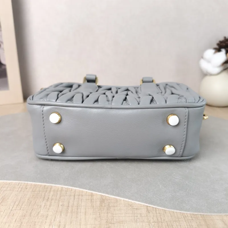 Miumiu Top Handle Bag Arcadie MatelasséCollection Edition Grey Lambskin Small 19 × 6 × 13 cm — cover view 6 of 6