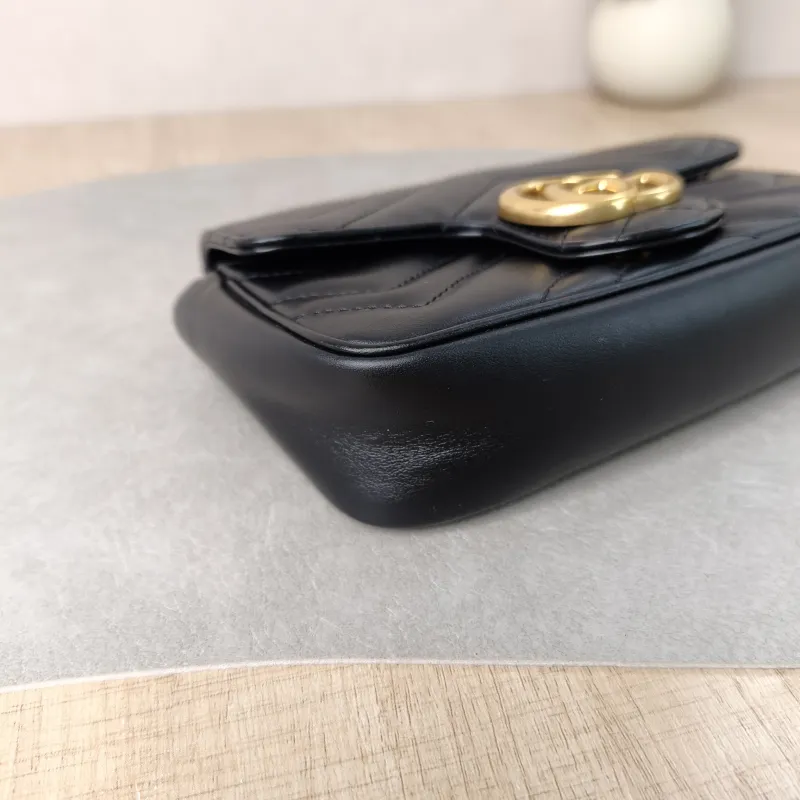 GUCCI Crossbody Bag GG Marmont Mini Marmont Mini Black Calfskin Mini 16.5 × 4.5 × 9.5 cm — detail view 8 of 8