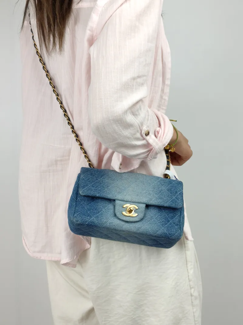 Chanel Crossbody Bag Classic Flap Large Mini CF Mini Blue mini 20 × 6 × 12 cm — on-model view 3 of 3