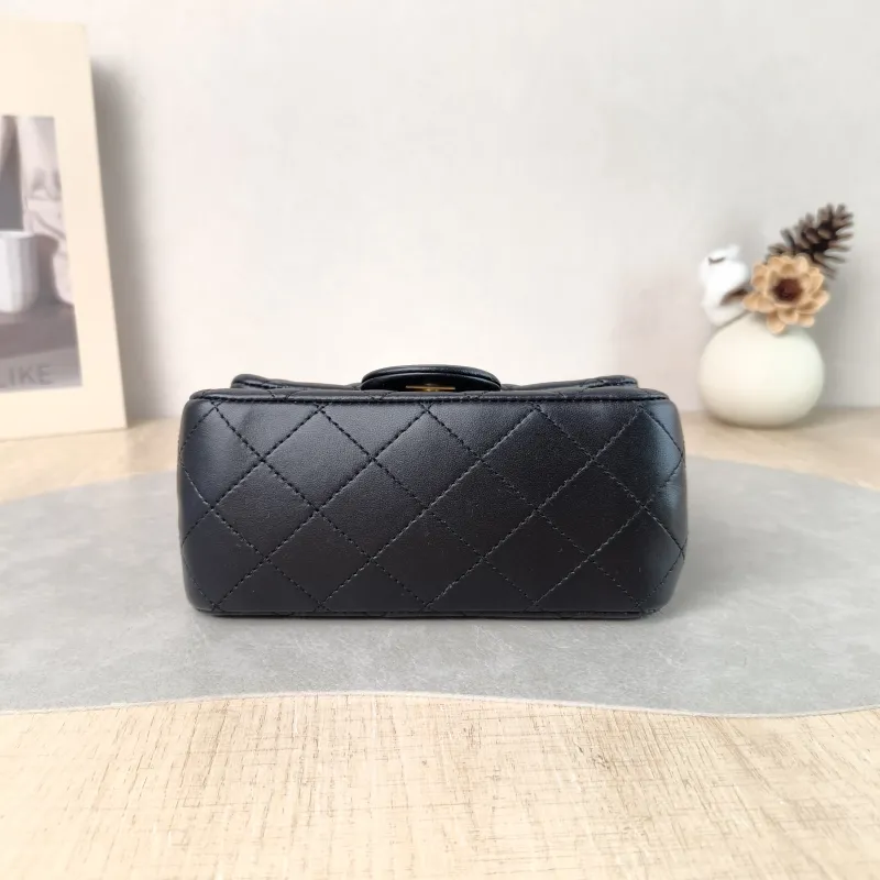 Chanel Crossbody Bag Classic Flap Mini CF Mini Black with Gold-Tone Hardware SL ambskin Mini 17 × 8 × 13.5 cm — cover view 5 of 6