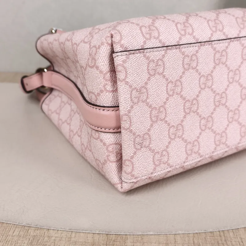 GUCCI Crossbody Bag GG Emblem Pink PVC Small 19 × 11 × 18 cm — detail view 8 of 10