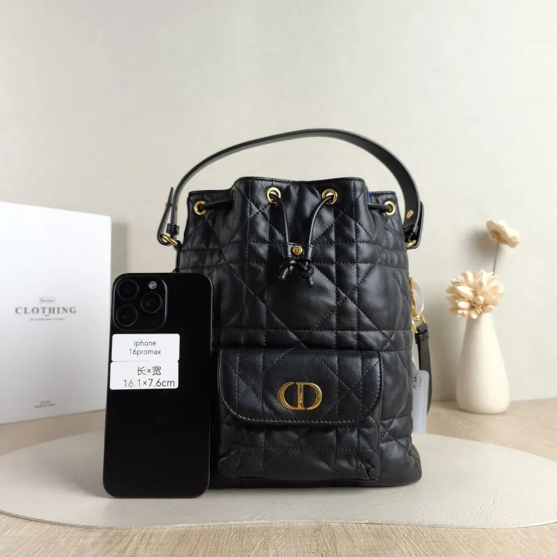 DIOR Crossbody Bag Caro Bucket Bag Black Lambskin Small 20 × 9 × 24 cm — cover view 5 of 5