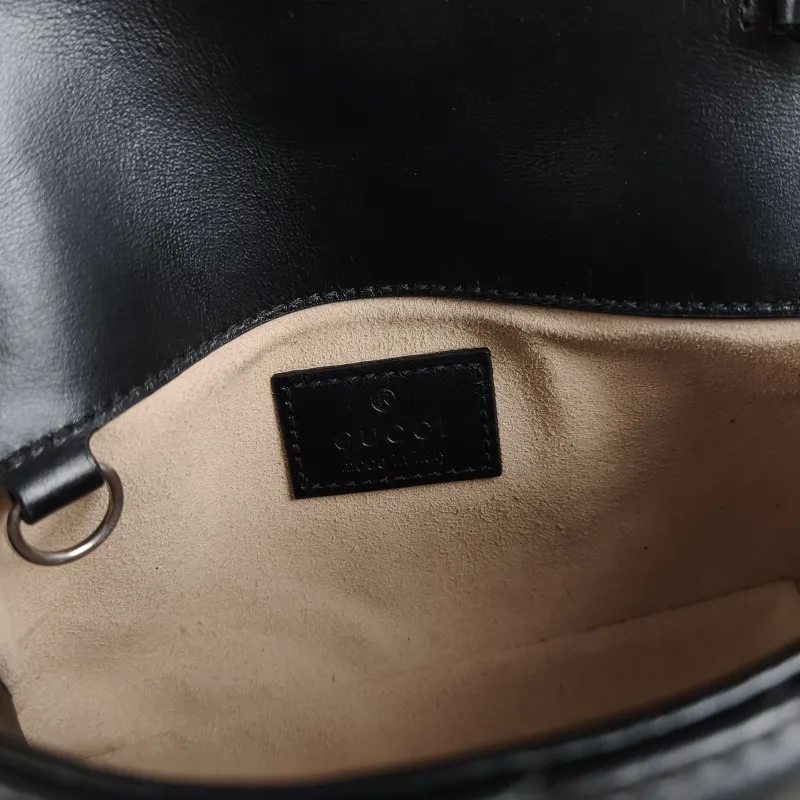 GUCCI Shoulder Bag GG Marmont Mini Marmont Mini g Black Calfskin Mini 16.5 × 4.5 × 9.5 cm — detail view 9 of 10