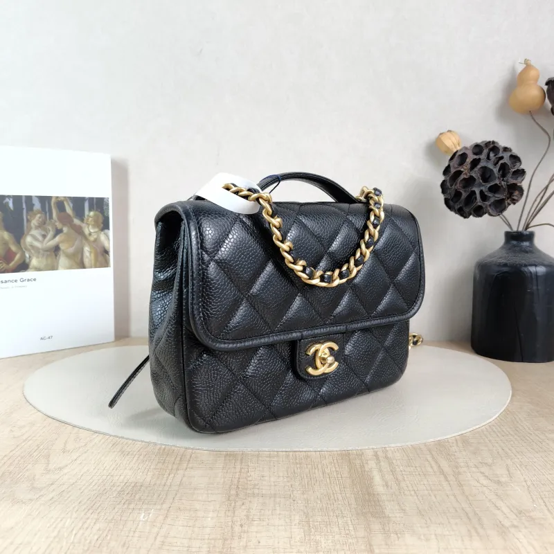 Chanel Backpack Backpack Black Grained Calfskin One Size24 × 6 × 18 cm — cover view 4 of 5