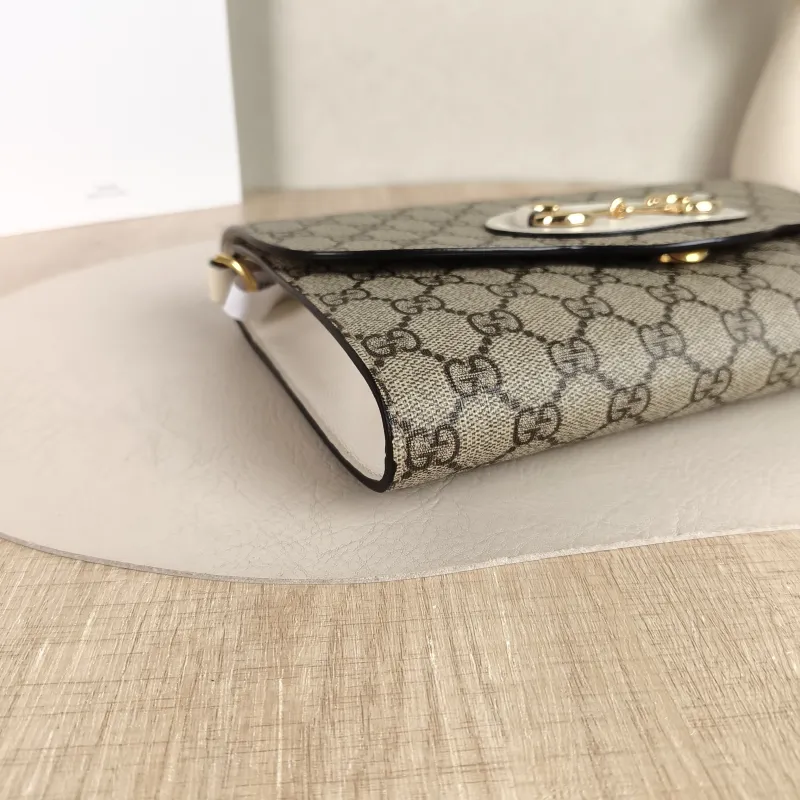 GUCCI Crossbody Bag Horsebit 1955 Two Straps woc Monogram PVC 26 × 3.2 × 16.5 cm — detail view 5 of 10