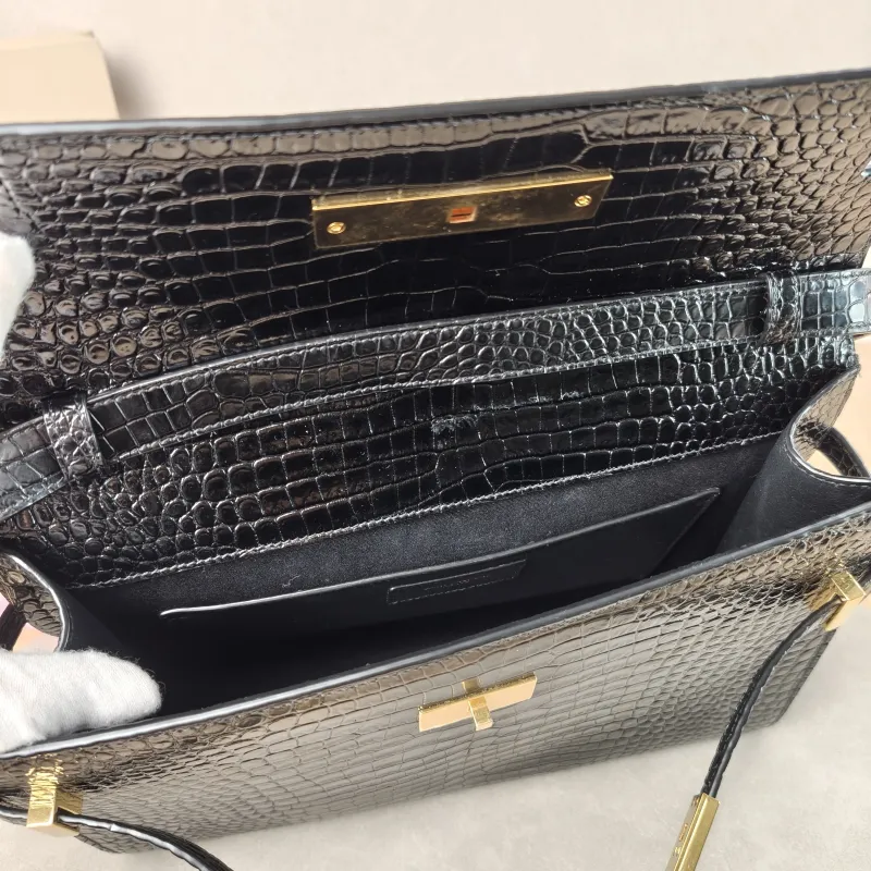 SAINT LAURENT Shoulder Bag MANHATTAN Black Calfskin Medium 29 × 7.5 × 20 cm — detail view 12 of 13