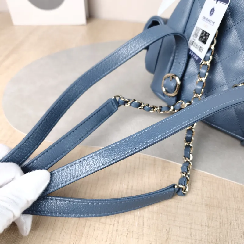 Chanel Backpack duma Blue Grained Calfskin Small 18 × 9.5 × 19 cm — detail view 10 of 10