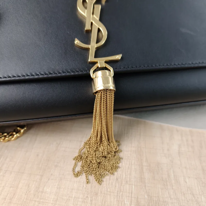 SAINT LAURENT Crossbody Bag KATE Edition Black Calfskin Medium 24 × 5.5 × 14.5 cm — detail view 8 of 13