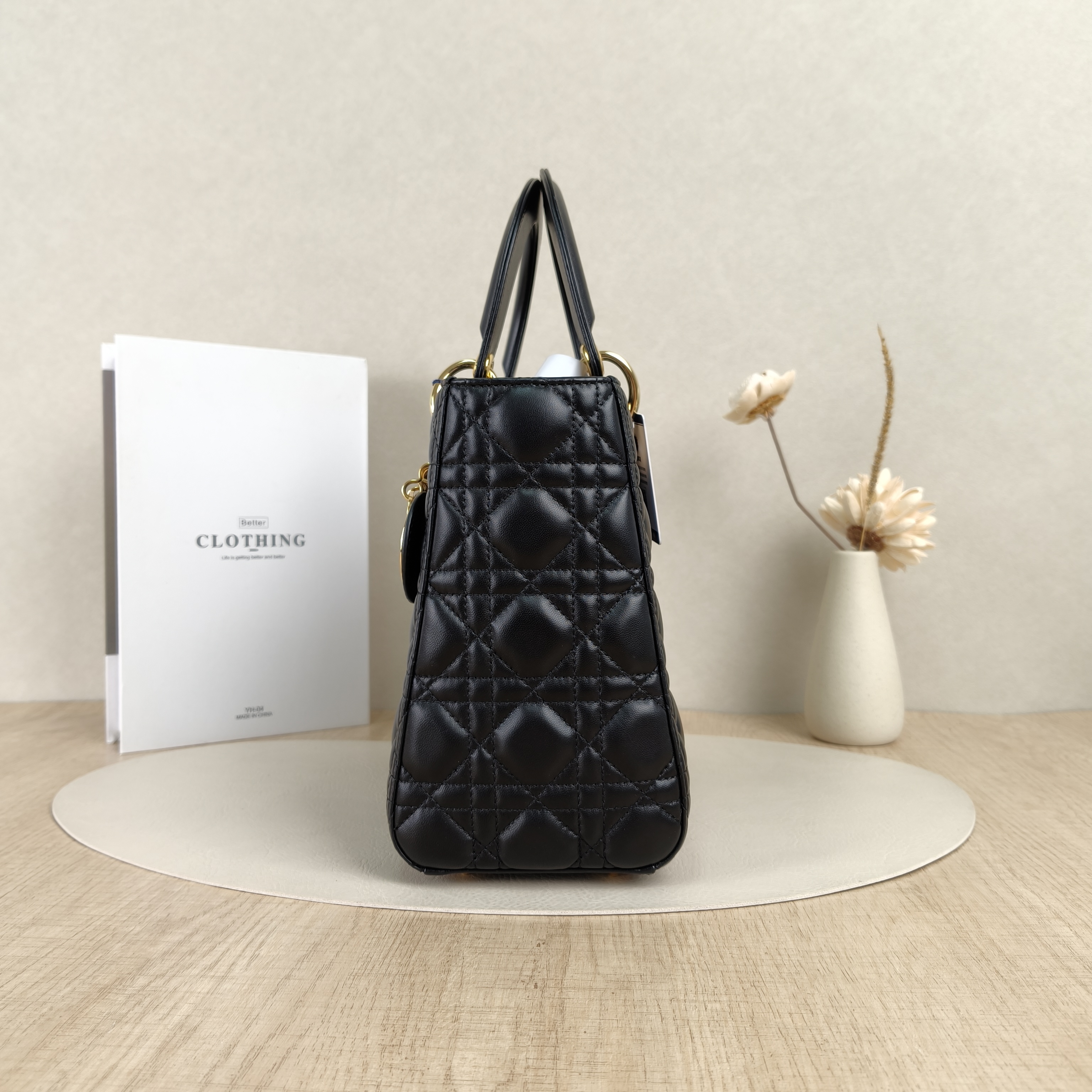 DIOR Top Handle Bag Lady Lady Dior Bag Black SL ambskin Medium24 × 12 × 21 cm — cover view 5 of 8