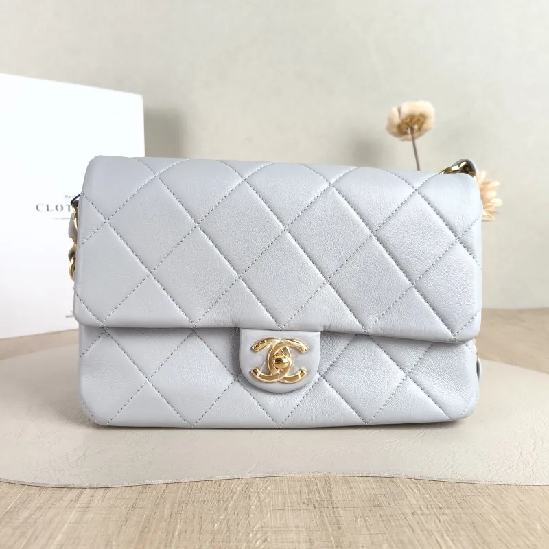 Chanel Crossbody Bag cf Collection Crossbody Bag Blue Lambskin 24.5 × 8 × 16 cm
