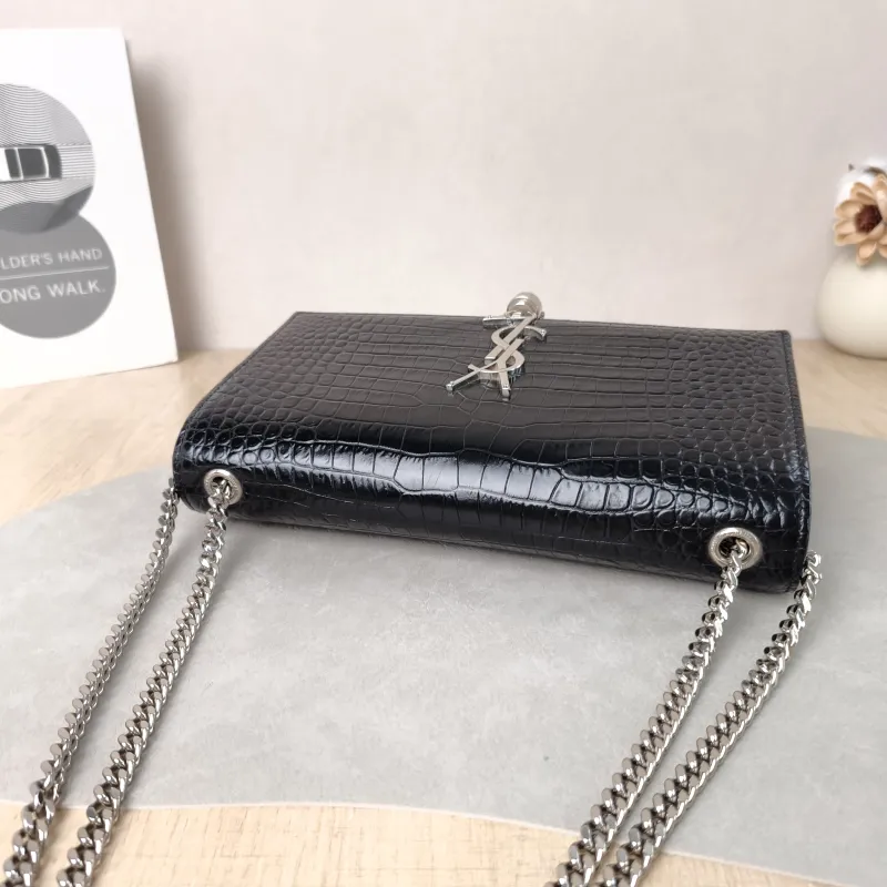 SAINT LAURENT Crossbody Bag KATE Edition Black Calfskin Medium 24 × 5.5 × 14.5 cm — detail view 1 of 11